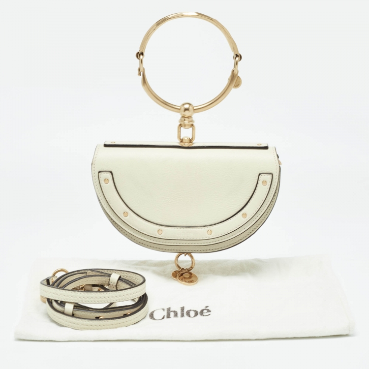 Pre Owned Chloe Off White Leather Nile Minaudiere Crossbody Bag