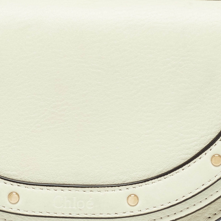 Pre Owned Chloe Off White Leather Nile Minaudiere Crossbody Bag
