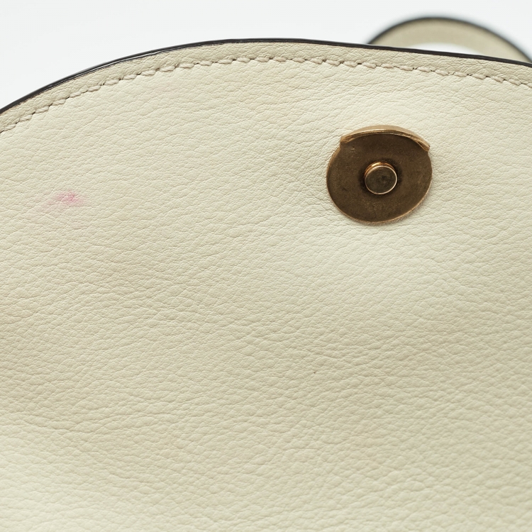 Pre Owned Chloe Off White Leather Nile Minaudiere Crossbody Bag