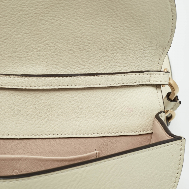 Pre Owned Chloe Off White Leather Nile Minaudiere Crossbody Bag