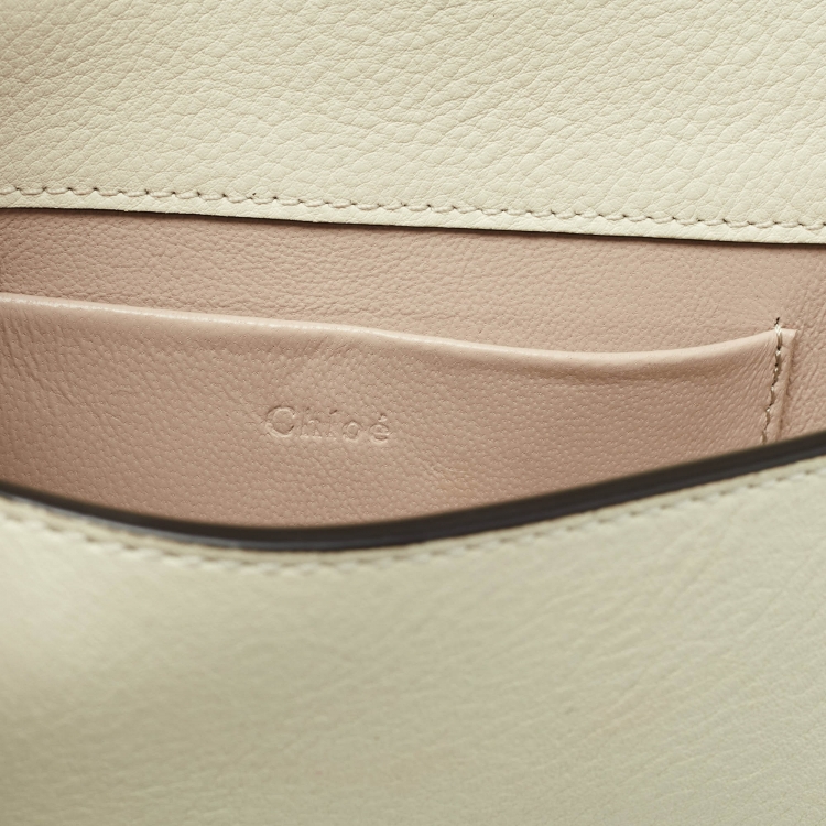 Pre Owned Chloe Off White Leather Nile Minaudiere Crossbody Bag