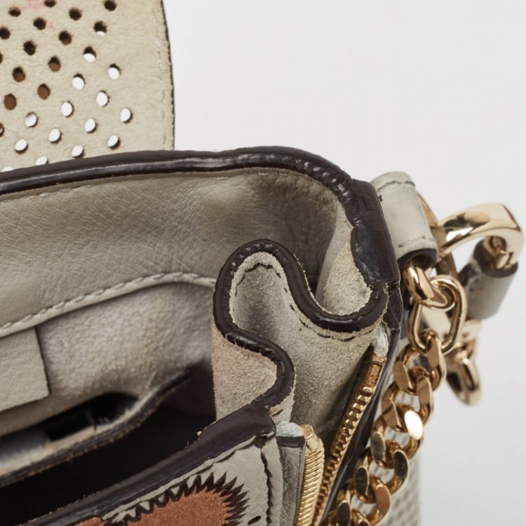Pre Owned Chloe Grey/Multicolor Leather and Suede Mini Faye Day Backpack