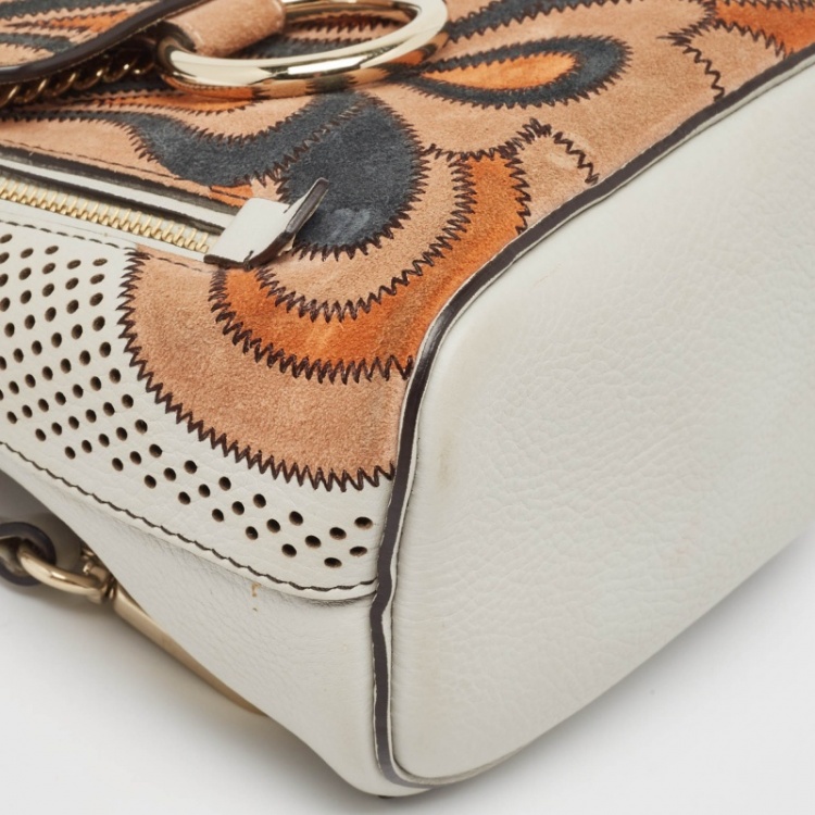 Pre Owned Chloe Grey/Multicolor Leather and Suede Mini Faye Day Backpack