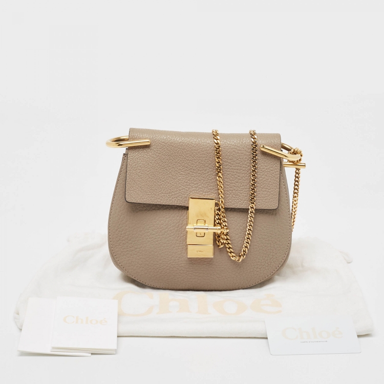 Pre Owned Chloe Beige Leather Small Drew Chain Crossbody Bag