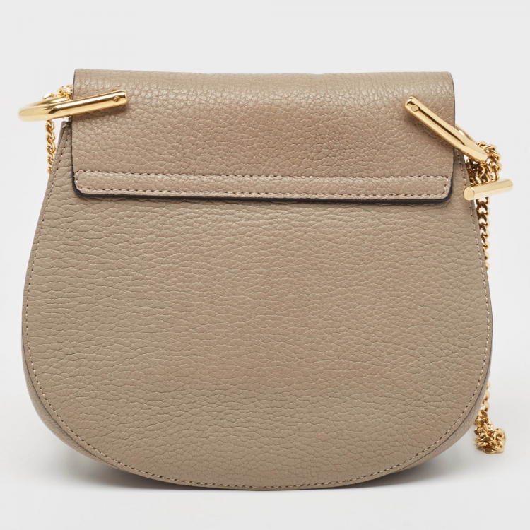 Pre Owned Chloe Beige Leather Small Drew Chain Crossbody Bag
