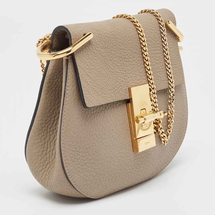 Pre Owned Chloe Beige Leather Small Drew Chain Crossbody Bag