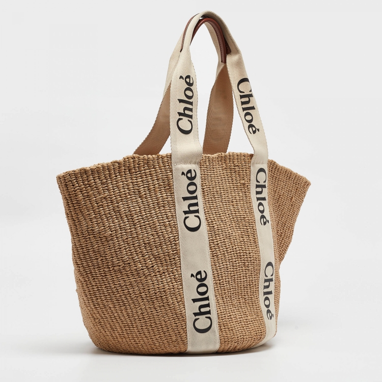 Pre Owned Chloe Natural Fibers Large Woody Tote