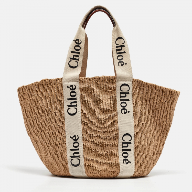 Pre Owned Chloe Natural Fibers Large Woody Tote