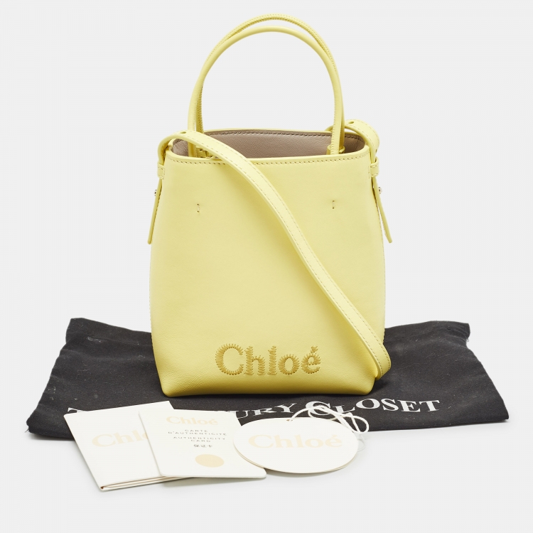 Pre Owned Chloe Yellow Leather Micro Sense Tote