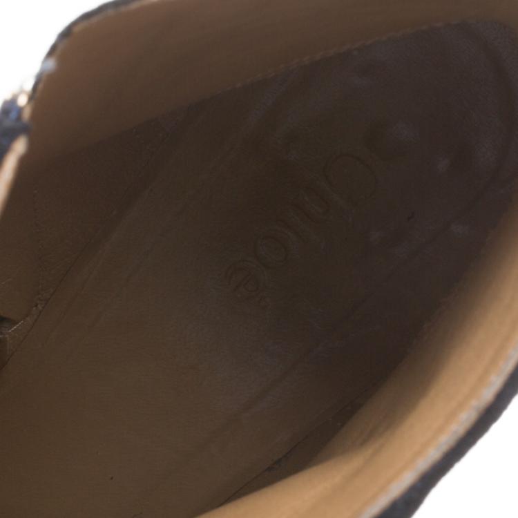 مملوكة مسبقًا Chloe Black Suede Suzanna Studded Ankle Boots Size 36
