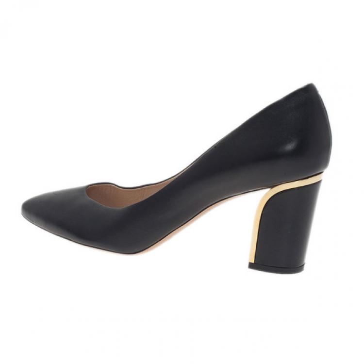 Pre Owned Chloe Black Leather Beckie Pumps Size 42