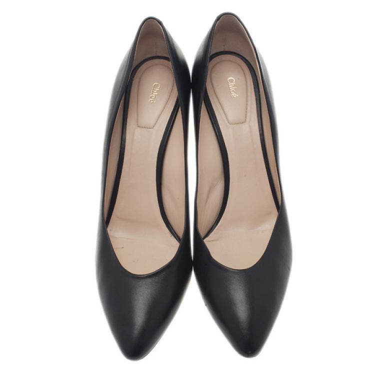 Pre Owned Chloe Black Leather Beckie Pumps Size 42