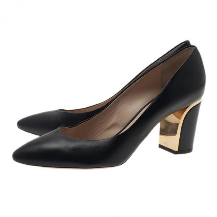 Pre Owned Chloe Black Leather Beckie Pumps Size 42