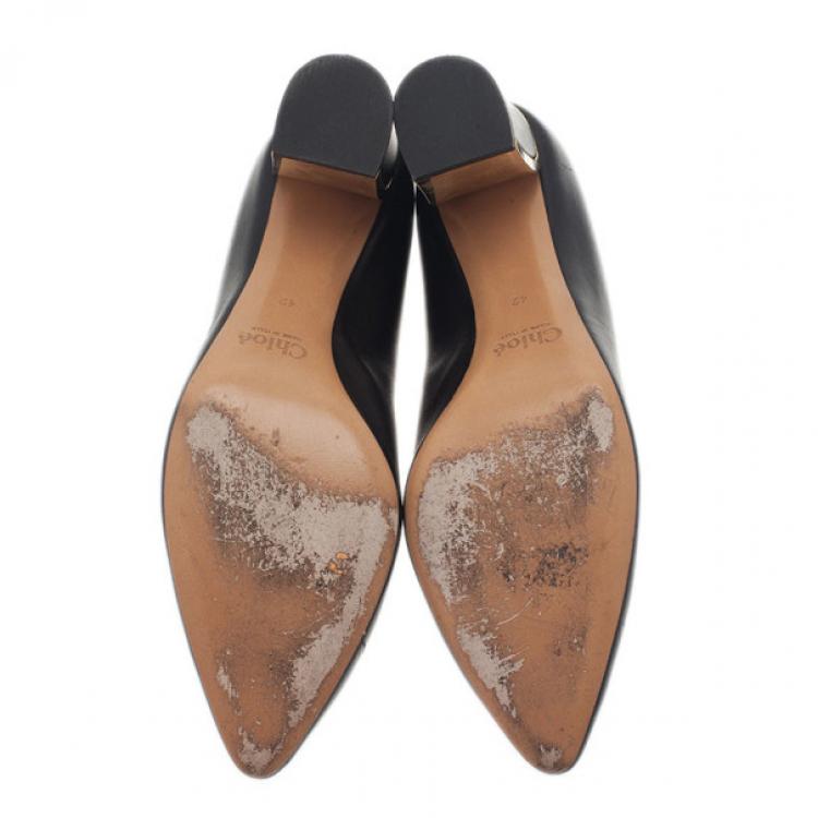 Pre Owned Chloe Black Leather Beckie Pumps Size 42