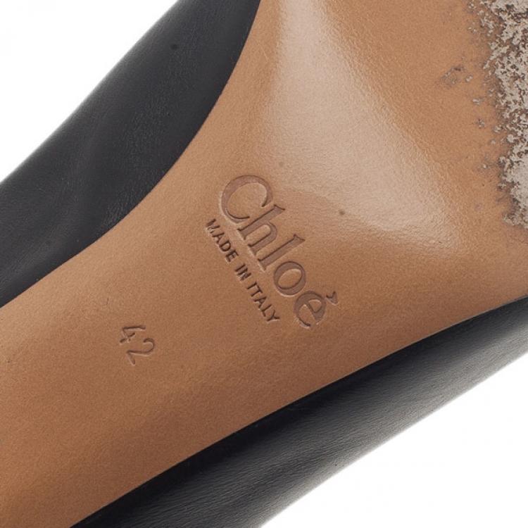Pre Owned Chloe Black Leather Beckie Pumps Size 42