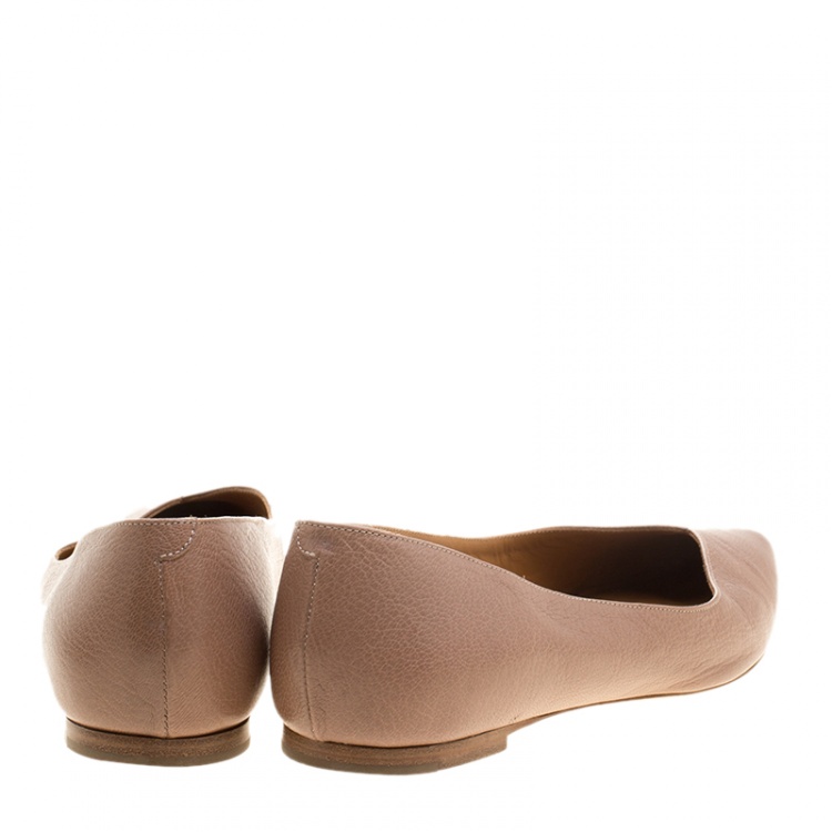 Pre Owned Chloe Beige Leather Pointed Toe Ballet Flats Size 37.5 