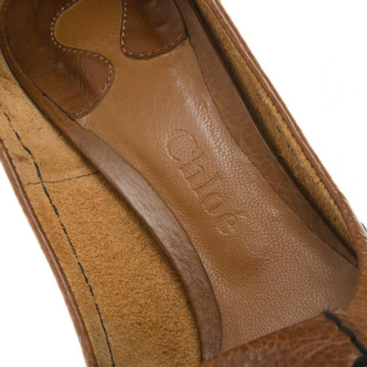 Pre Owned Chloe Brown Leather Pumps Size 38.5