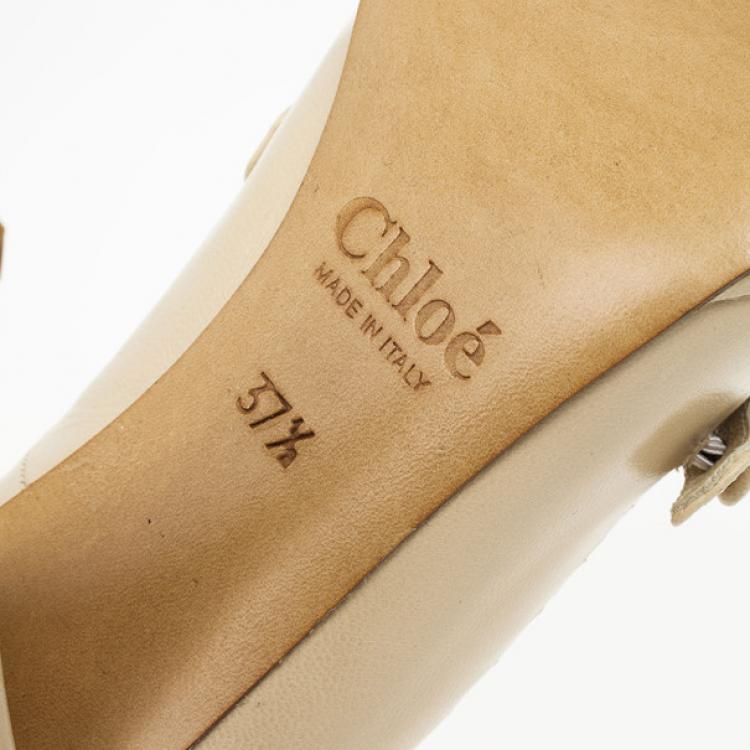Pre Owned Chloe Cream Leather Cutout Pumps Size 37.5