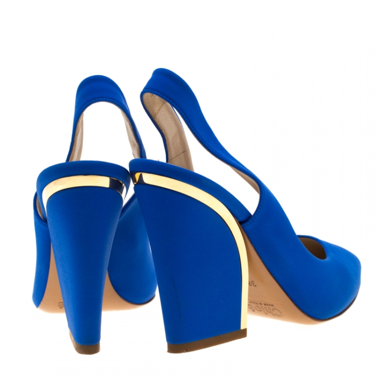 Pre Owned Chloe Blue Suede Slingback Sandals Size 38.5