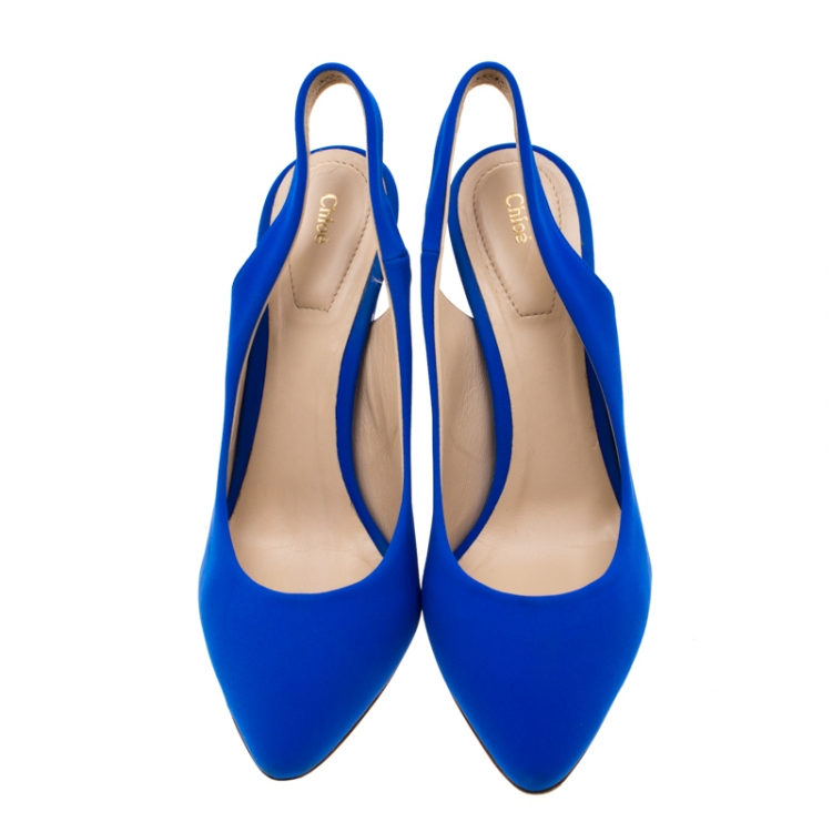 Pre Owned Chloe Blue Suede Slingback Sandals Size 38.5