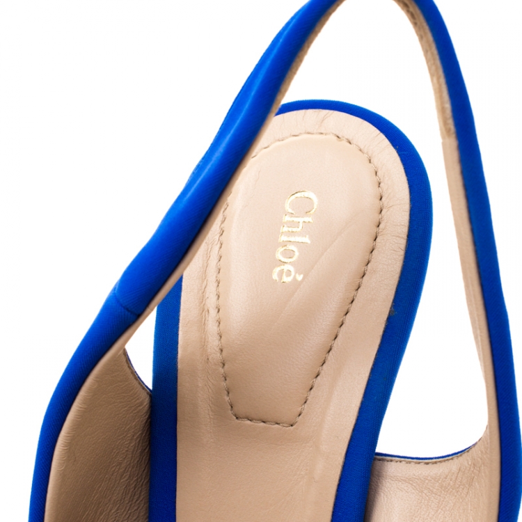 Pre Owned Chloe Blue Suede Slingback Sandals Size 38.5