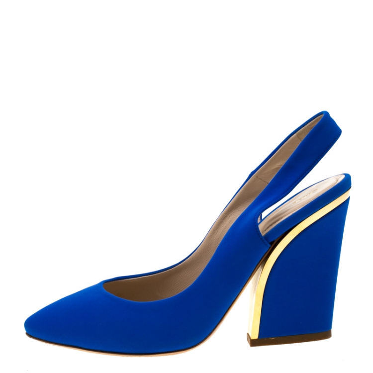 Pre Owned Chloe Blue Suede Slingback Sandals Size 38.5