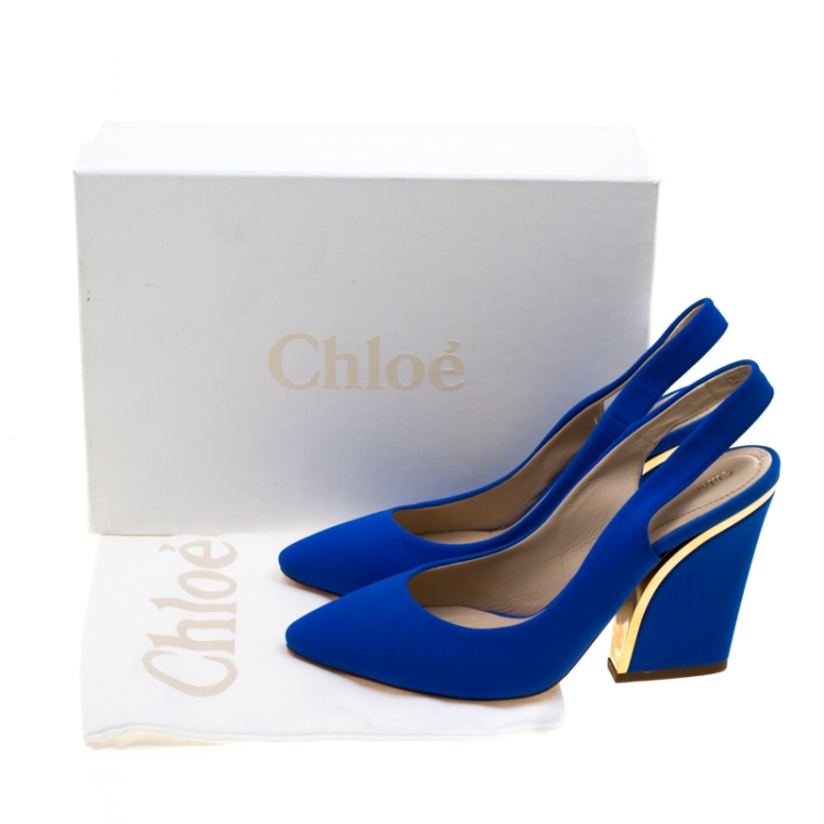 Pre Owned Chloe Blue Suede Slingback Sandals Size 38.5