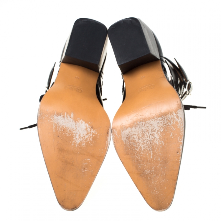 مملوكة مسبقًا Chloe Black Leather Rylee Ankle Boots Size 42