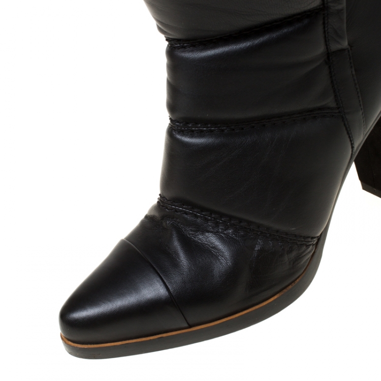 Pre Owned Chloe Black Soft Leather Ankle Boots Size 37.5