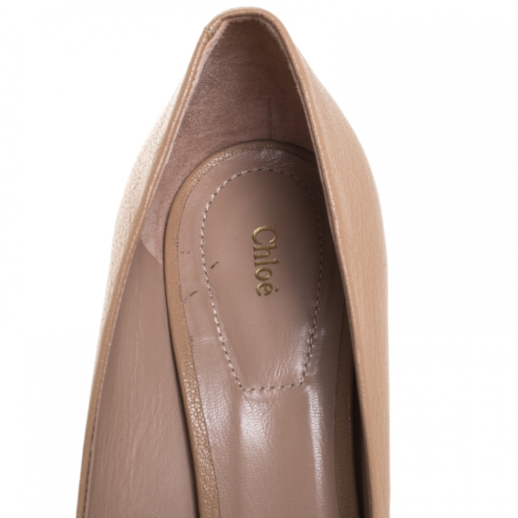 Pre Owned Chloe Beige Leather Becky Pointed Toe Pumps Size 39