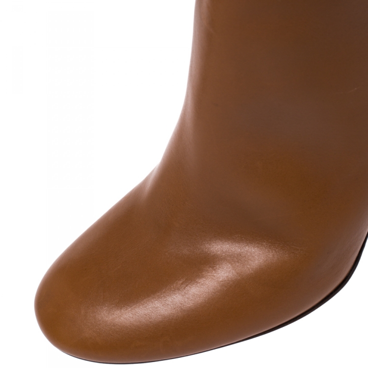 مملوكة مسبقًا Chloe Tan Leather Knee High Boots Size 41