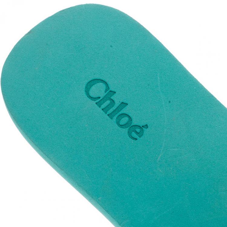 Pre Owned Chloe Celeste Embellished Neoprene Slides Size 41