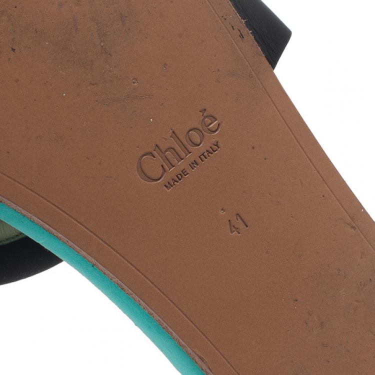 Pre Owned Chloe Celeste Embellished Neoprene Slides Size 41