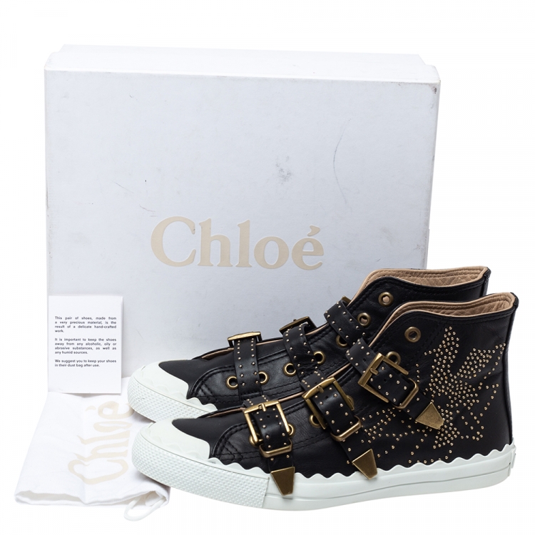 Chloe Black Studded Leather Kyle Buckle 