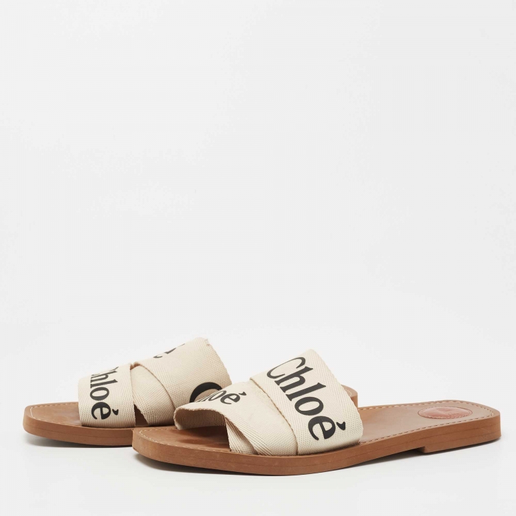 Chloe woody flat sandals white hot sale