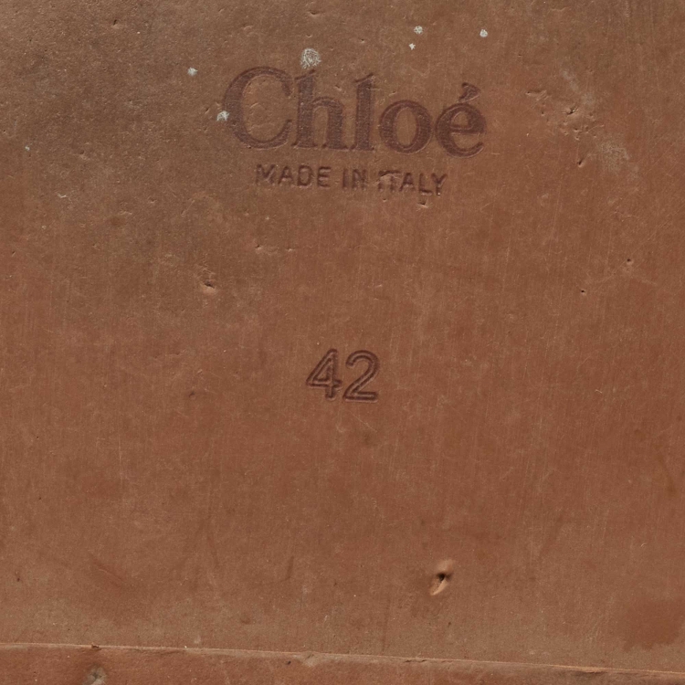 Pre Owned Chloe White Logo Print Canvas Woody Flat Slides Size 42