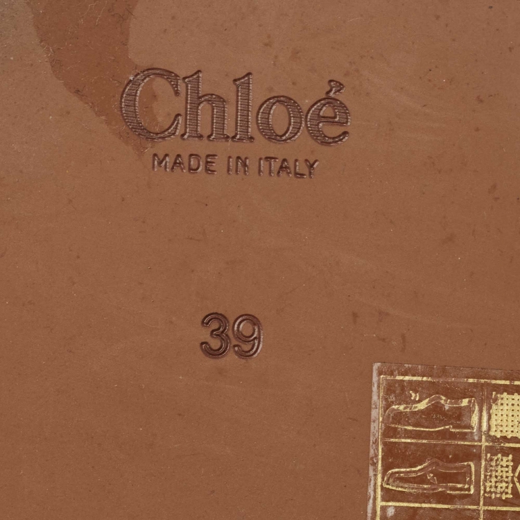 Pre Owned Chloe Off White Logo Print Canvas Woody Flat Slides Size 39