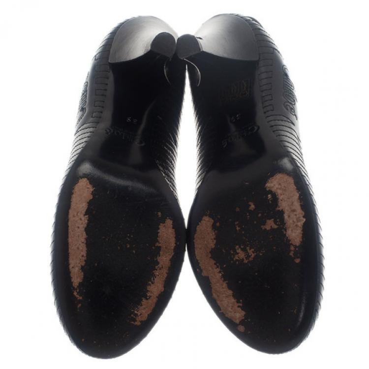 Pre Owned Chloe Black Patent Stitched Pumps Size 39