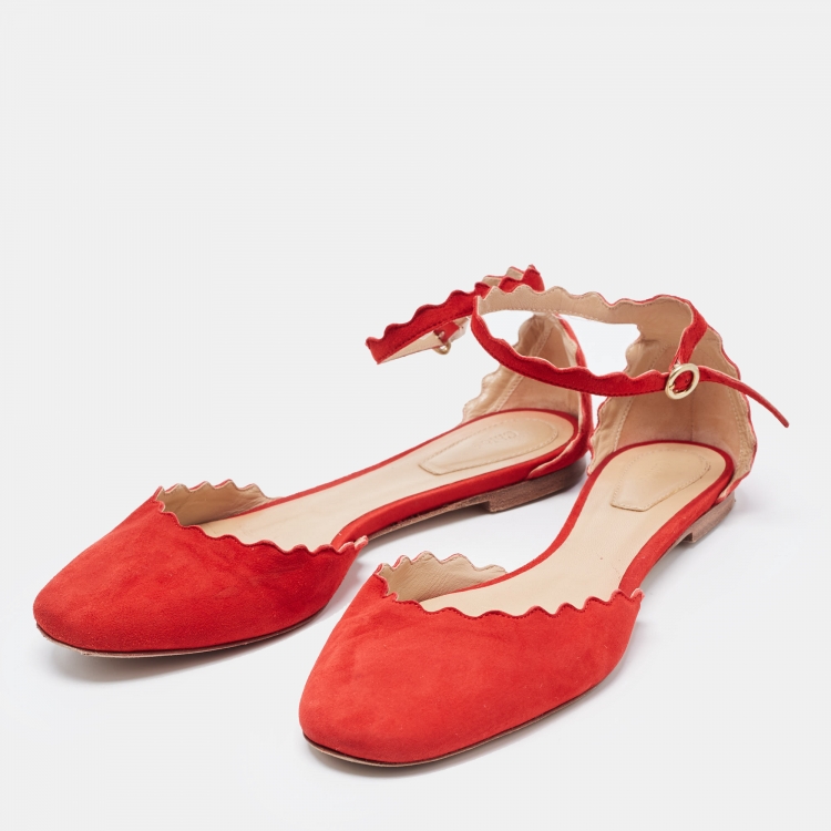 Scalloped flats with 2025 ankle strap