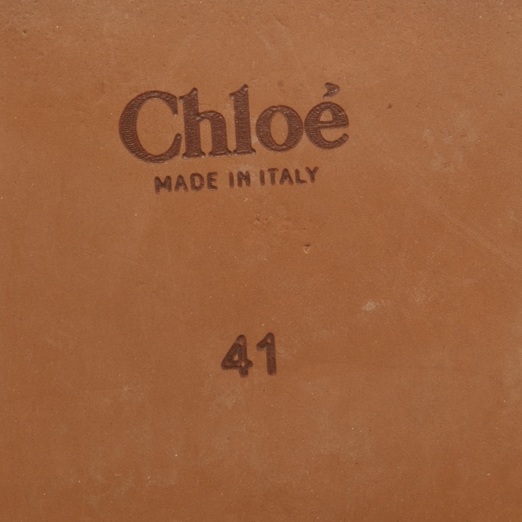 مملوكة مسبقًا Chloe Black Logo Canvas Woody Flat Slides Size 41