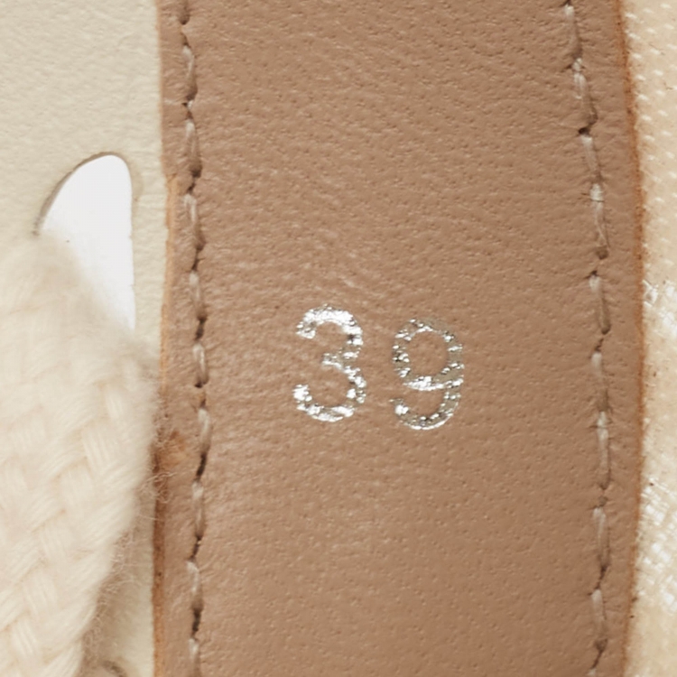 Pre Owned Chloe Light Beige Lace and Leather Lauren Sneakers Size 39