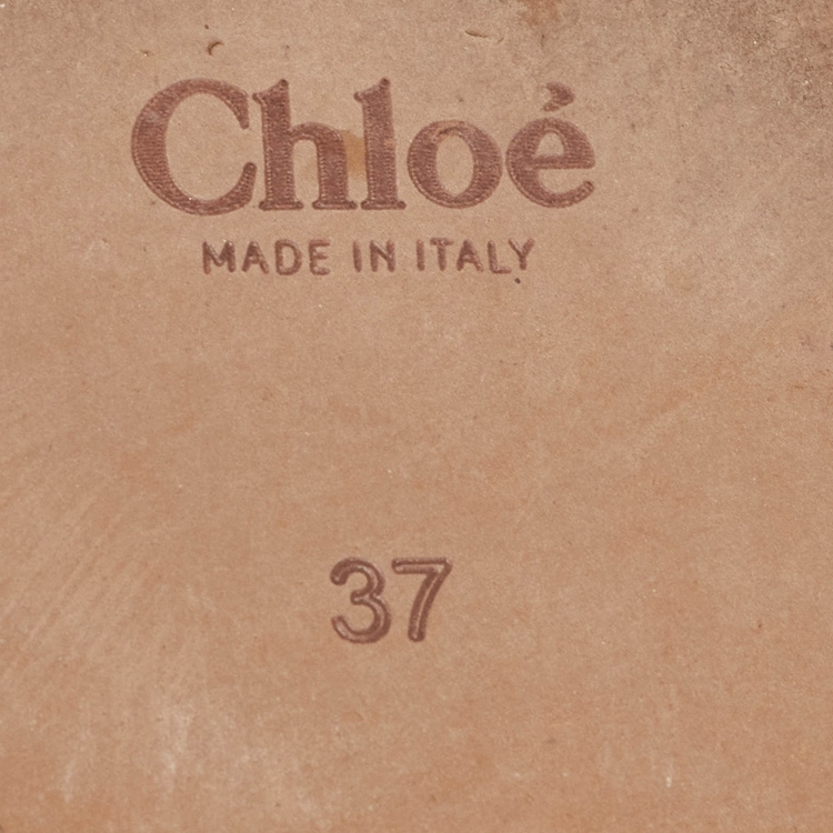 Pre Owned Chloe Blue Canvas Woody Flat Slides Size 37