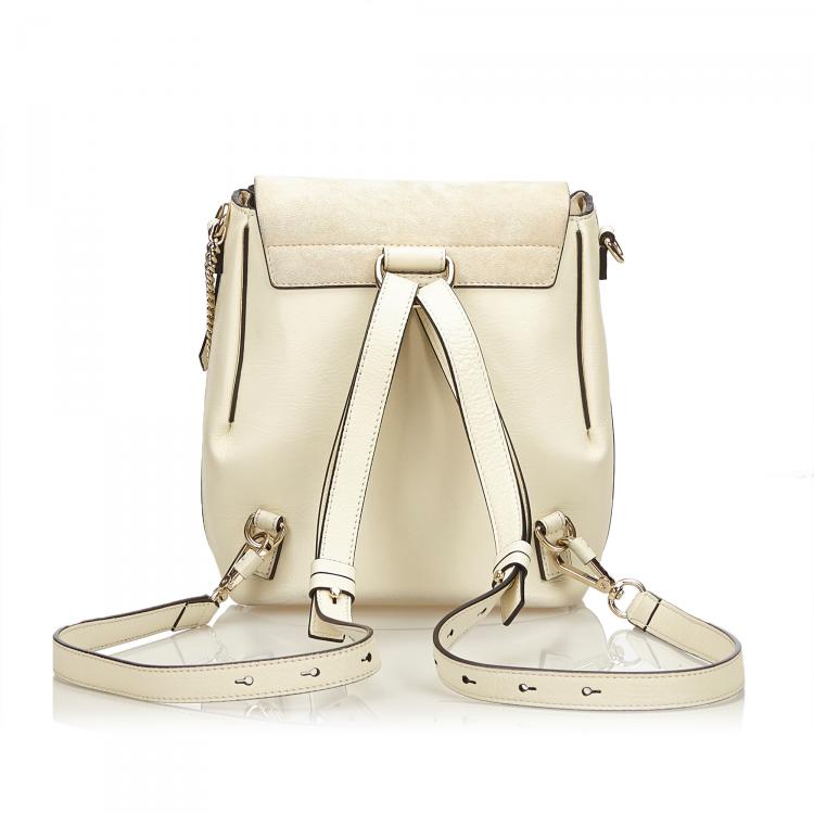 Pre Owned Chloe Off White Leather and Suede Faye Backpack