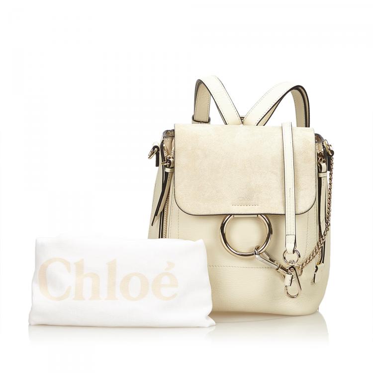 Pre Owned Chloe Off White Leather and Suede Faye Backpack