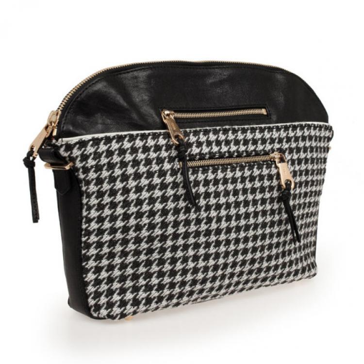 Pre Owned Chloe Angie Black Large Houndstooth Pouch