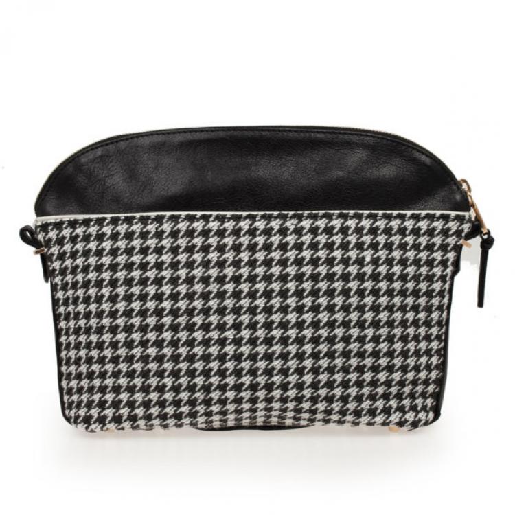 Pre Owned Chloe Angie Black Large Houndstooth Pouch