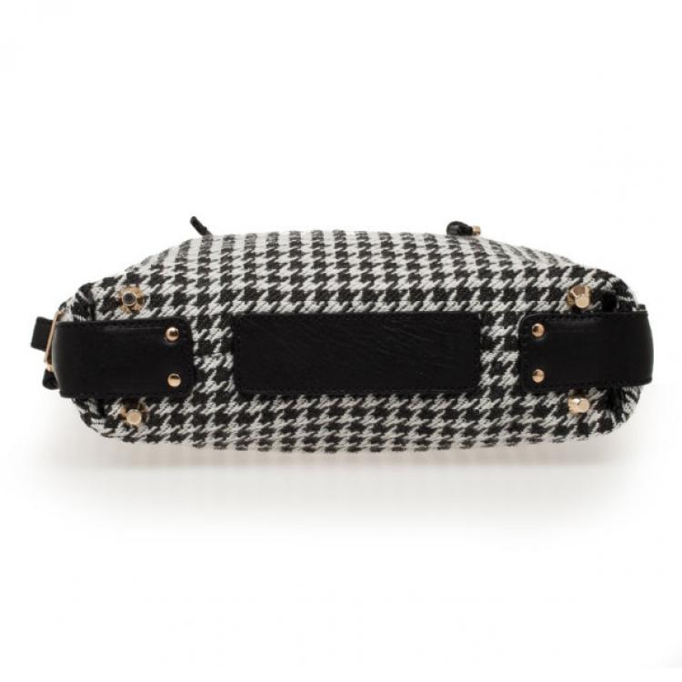 Pre Owned Chloe Angie Black Large Houndstooth Pouch