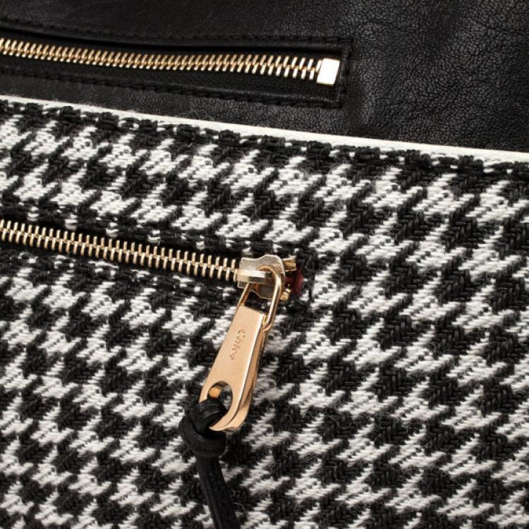 Pre Owned Chloe Angie Black Large Houndstooth Pouch
