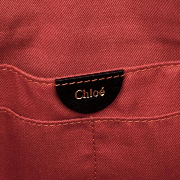 Pre Owned Chloe Angie Black Large Houndstooth Pouch