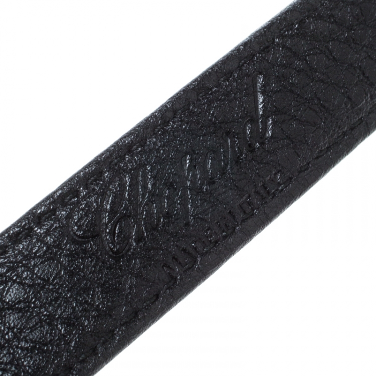 Pre Owned Chopard Black Leather Logo Buckle Belt 90cm
